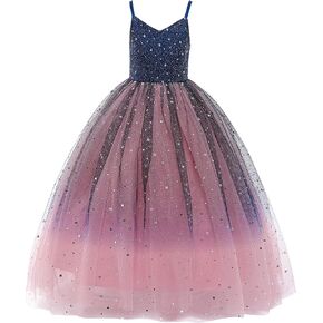 Glamulice Princess Sparkle Tulle Dress Flower Girl Little/Big Girls Wedding Bridesmaid Dresses Pageant Party Ball Gown
