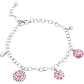 Rosa Rose Garden Link Charm Bracelet in Brass, Adjustable, 8.5+2.5"