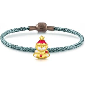 CHOW SANG SANG 999 24K Solid Gold Santa & Tree Charm Charm Bracelet for Women 17cm 94564C