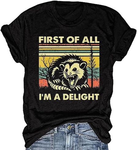 Opossum Shirt for Women 90s Cute Opossum Lover Tarot Card Retro Aesthetic Graphic Tee Tops in Kuwait