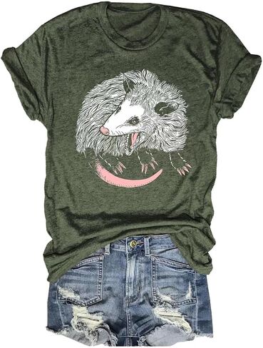 Opossum Shirt for Women 90s Cute Opossum Lover Tarot Card Retro Aesthetic Graphic Tee Tops in Kuwait