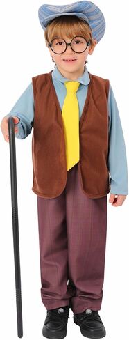 Pudcoco Kids 100 Days of School Costume for Boys Old Man Halloween Costume Hat Glasses Shirt Tie Grandpa Vest Pants Set in Saudi Arabia