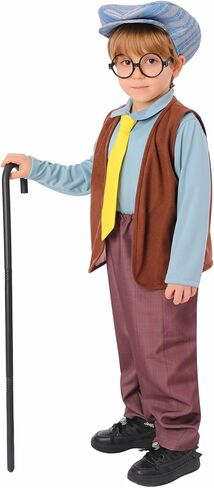 Pudcoco Kids 100 Days of School Costume for Boys Old Man Halloween Costume Hat Glasses Shirt Tie Grandpa Vest Pants Set in Saudi Arabia