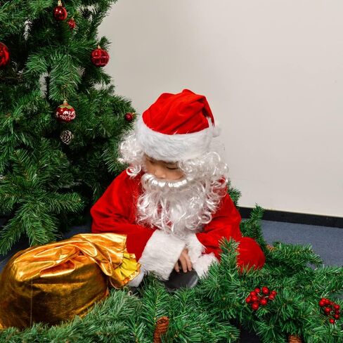 Santa Costume for kids 9Pcs Boys Santa Claus Suit Christmas Elf Costumes Halloween Cosplay Outfits for Children in Saudi Arabia