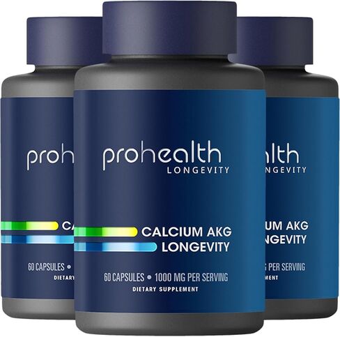 ProHealth Calcium Supplement, Ca AKG Supplement (Alpha Ketoglutarate) (1,000 mg per 2 Capsule Serving, 60 Capsules). Supports Cellular Energy, Metabolic Function and Healthy Aging Processes. in Saudi Arabia