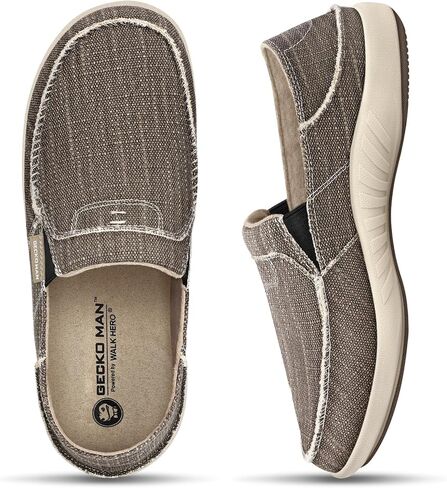 Mens Slip On Shoes, Canvas Loafers with Arch Support, Orthopedic Casual Sneakers for Plantar Fasciitis, Indoor & Outdoor Walking Slippers Shoes for Pain Relief in Kuwait