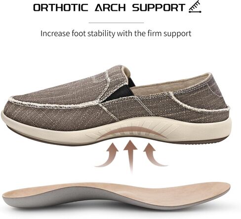 Mens Slip On Shoes, Canvas Loafers with Arch Support, Orthopedic Casual Sneakers for Plantar Fasciitis, Indoor & Outdoor Walking Slippers Shoes for Pain Relief in Kuwait