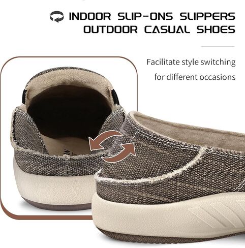 Mens Slip On Shoes, Canvas Loafers with Arch Support, Orthopedic Casual Sneakers for Plantar Fasciitis, Indoor & Outdoor Walking Slippers Shoes for Pain Relief in Kuwait