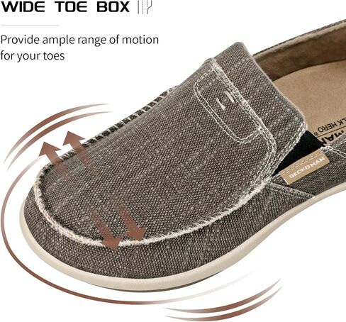 Mens Slip On Shoes, Canvas Loafers with Arch Support, Orthopedic Casual Sneakers for Plantar Fasciitis, Indoor & Outdoor Walking Slippers Shoes for Pain Relief in Kuwait