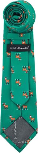 ربطة عنق طويلة للرجال من جاكوب ألكسندر بنمط عيد الميلاد رودولف الرنة - أخضر in Kuwait