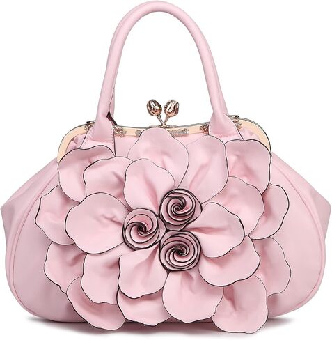 SUNROLAN Women's Handbags 3D Flower Seris Evening Bags PU Leather Rhinestone Crossbody Bag with Detachable Strap in Saudi Arabia