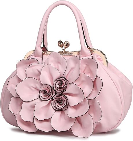 SUNROLAN Women's Handbags 3D Flower Seris Evening Bags PU Leather Rhinestone Crossbody Bag with Detachable Strap in Saudi Arabia