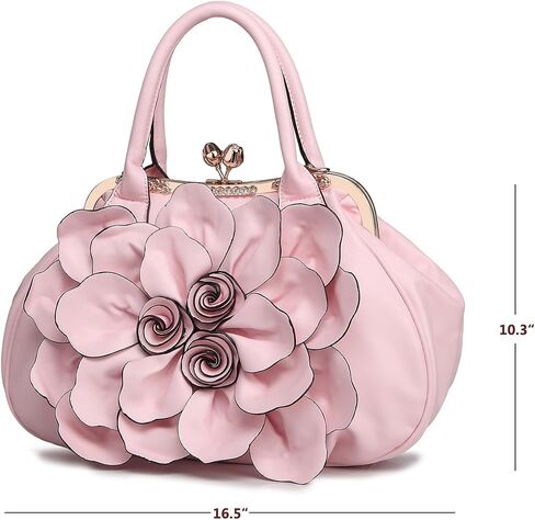 SUNROLAN Women's Handbags 3D Flower Seris Evening Bags PU Leather Rhinestone Crossbody Bag with Detachable Strap in Saudi Arabia