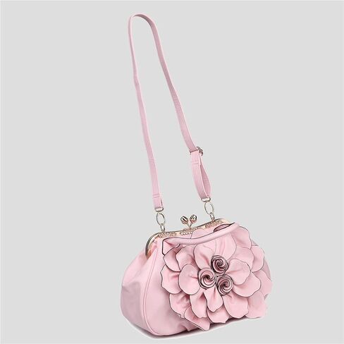 SUNROLAN Women's Handbags 3D Flower Seris Evening Bags PU Leather Rhinestone Crossbody Bag with Detachable Strap in Saudi Arabia