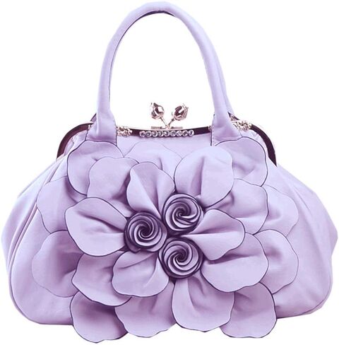 SUNROLAN Women's Handbags 3D Flower Seris Evening Bags PU Leather Rhinestone Crossbody Bag with Detachable Strap in Saudi Arabia