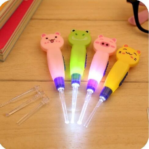 Pink Cat Cartoon Baby Ear Cleaner LED Earpick Earwax Remover with Replacement Head Kids Ear Clean Tool Earwax Removal ealth Care Ear Care in Saudi Arabia