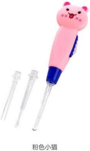 Pink Cat Cartoon Baby Ear Cleaner LED Earpick Earwax Remover with Replacement Head Kids Ear Clean Tool Earwax Removal ealth Care Ear Care in Saudi Arabia