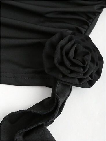 Milumia Women's 2 Pcs Set Flower Ruffle Trim Crop Tube Top and Ruched Mini Skirt in Saudi Arabia