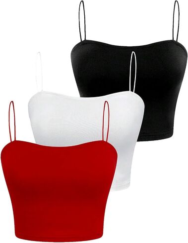 Floerns Women's 3 Pcs Spaghetti Strap Camisole Simple Basic Crop Cami Top in Saudi Arabia