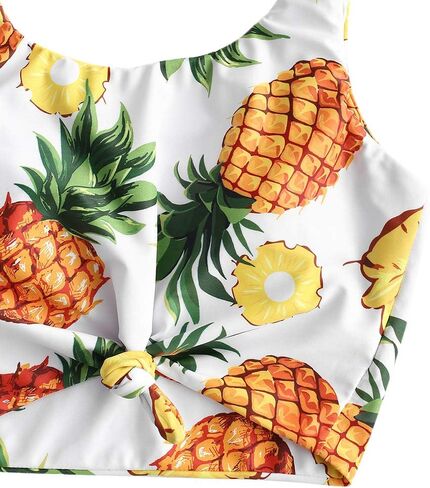 ZAFUL المرأة الجبهة عقدة بيكيني قمم المحاصيل Tankini الأعلى مغرفة الرقبة مبطن ثوب السباحة قمم الأناناس M in Kuwait