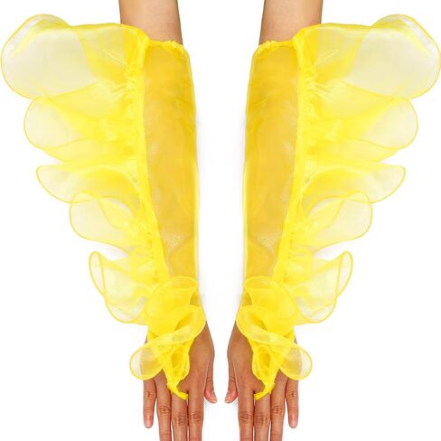 Fingerless Tulle Gloves Sparkle Long Sheer Christmas Gloves Rave Fairy Gloves Cosplay Puffy Glove for Women in Kuwait