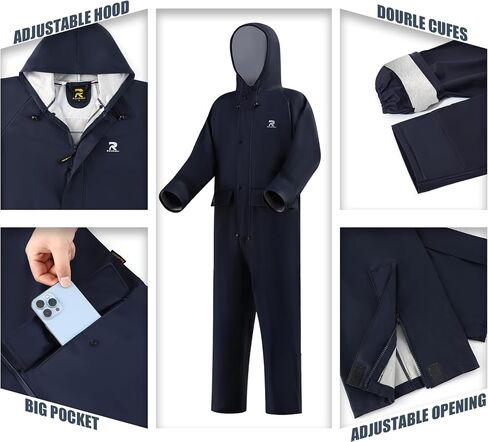 Rain Suits for Men Women Waterproof One Piece Rain Jacket & Pant Workwear Coverall in Kuwait