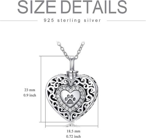 Filigree Dog Paw Urn Locket Necklace 925 Sterling Silver Print Pet Urn Necklace for Ashes Engraved Personalized Cremation Jewelry Pictures Keepsake Memorial Gifts for Women Men in Saudi Arabia