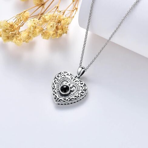 Filigree Dog Paw Urn Locket Necklace 925 Sterling Silver Print Pet Urn Necklace for Ashes Engraved Personalized Cremation Jewelry Pictures Keepsake Memorial Gifts for Women Men in Saudi Arabia