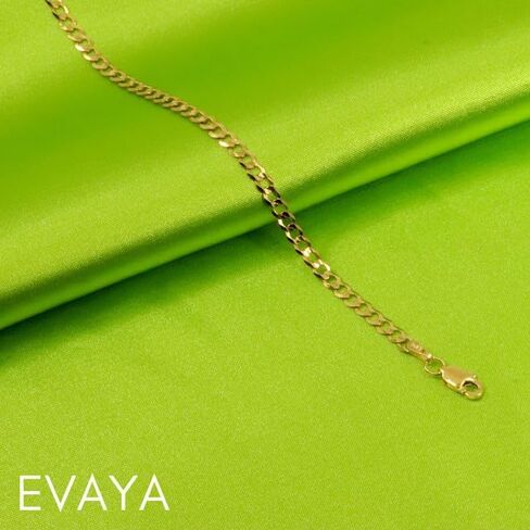 EVAYA Real Solid 14k Gold Cuban Chain (2mm-3mm Width, 16"-24" Length) - For Men & Women - Durable, Resistant to Tarnishing & Lasts a Lifetime in Kuwait