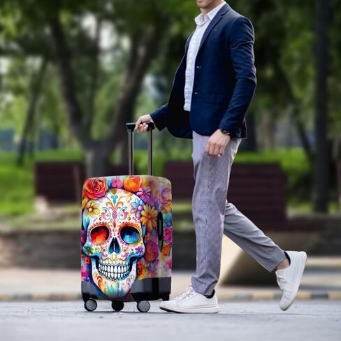 Day of the Dead Skull Luggage Covers Fits 18-32 Inch Colorful Halloween Skeleton Protector Covers Anti-Scratch Suitcase Cover Travel Suitcase Protective Cover in Kuwait