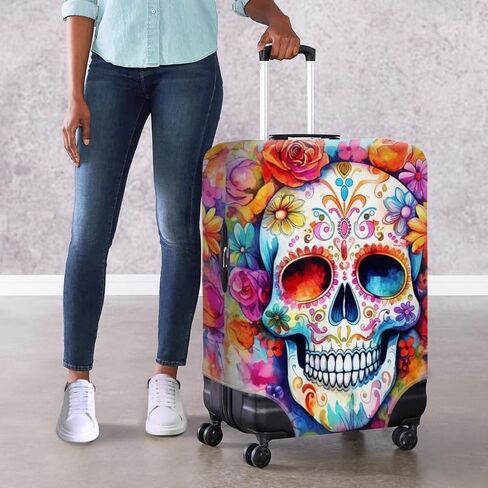 Day of the Dead Skull Luggage Covers Fits 18-32 Inch Colorful Halloween Skeleton Protector Covers Anti-Scratch Suitcase Cover Travel Suitcase Protective Cover in Kuwait