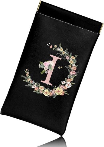Glasses Eyeglass Sunglasses Case Pouch Initial Letter Soft PU Leather Cute Aesthetic with Cleaning Cloth Women Girls in Saudi Arabia