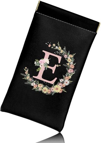 Glasses Eyeglass Sunglasses Case Pouch Initial Letter Soft PU Leather Cute Aesthetic with Cleaning Cloth Women Girls in Kuwait