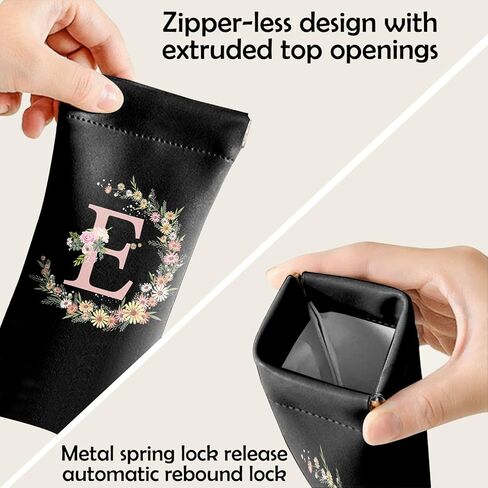 Glasses Eyeglass Sunglasses Case Pouch Initial Letter Soft PU Leather Cute Aesthetic with Cleaning Cloth Women Girls in Kuwait