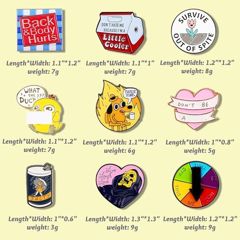 9 Pieces Enamel Pins for Backpack Funny Pins for Adult Teenagers THIS IS FINE Pins for Jacket Coat Backpacks Bag Hat Lanyard Buttons Vest Novelty Jewelry Accessories in Saudi Arabia