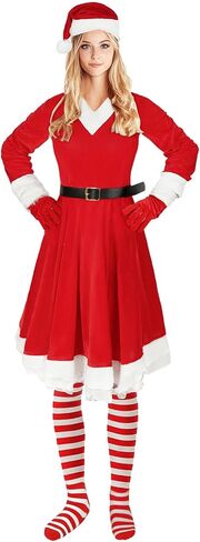 Women’s Elf Costume Set Santa Helper Costume 5 PCS for Christmas in Kuwait