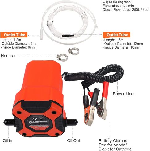 12V 80W With overload protection Oil Change Pump Extractor, Upgraded Oil/Diesel Fluid Pump Extractor Scavenge Suction Transfer Pump, Marine Electric Oil Pump, For Boat, Car, Motorcycle, ATV, RV, Truck in Saudi Arabia