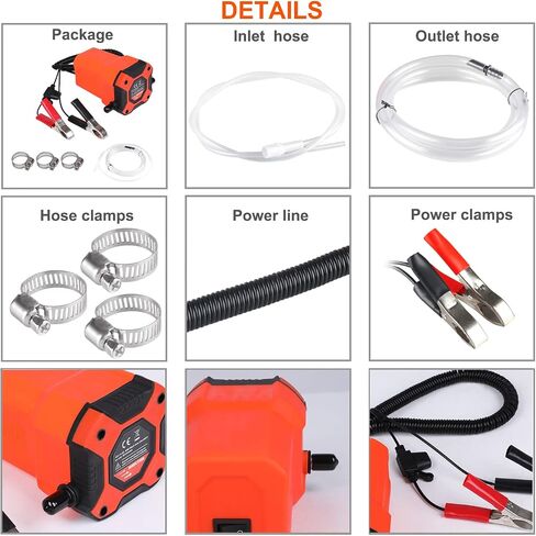12V 80W With overload protection Oil Change Pump Extractor, Upgraded Oil/Diesel Fluid Pump Extractor Scavenge Suction Transfer Pump, Marine Electric Oil Pump, For Boat, Car, Motorcycle, ATV, RV, Truck in Saudi Arabia