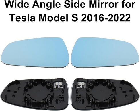 2Pcs Wide Angle Side Mirror Glass for Tesla Model 3 2017-2023 Side Mirror Replacement Anti Glare Heat Defogging Blue Glass Lens with Backing Plate in Saudi Arabia
