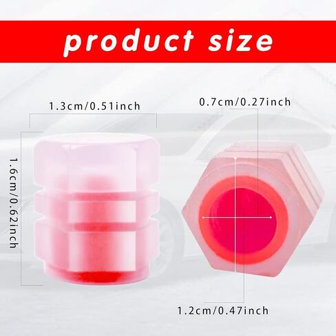 4 PCS Car Luminous Tire Valve Stem Caps, ABS Air Caps Cover Fluorescent Glow in The Dark Night, Reflective Anti-Leakage Rubber Ring Tire Valve for Most Cars (Red) in Saudi Arabia