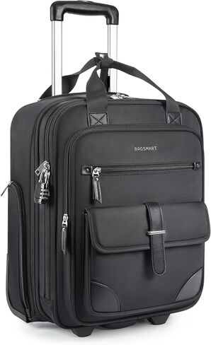 BAGSMART Carry on Luggage with Wheels, 16-inch Underseat Travel Suitcase Airline approved, Lightweight Softside Carry-on Luggage for Airplanes Women Overnight Rolling Bags for Short Trip, Black in Saudi Arabia
