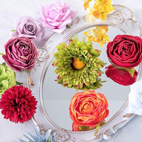 ASTRYAS 38pcs Artificial Flowers Combo Box Rainbow Colorful Fake Silk Flowers Bulks Spring Flowers Floral Arrangements for DIY Wedding Bridal Bouquet Christmas Party Home Decoration (Multi Color) in Saudi Arabia