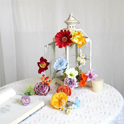 ASTRYAS 38pcs Artificial Flowers Combo Box Rainbow Colorful Fake Silk Flowers Bulks Spring Flowers Floral Arrangements for DIY Wedding Bridal Bouquet Christmas Party Home Decoration (Multi Color) in Saudi Arabia
