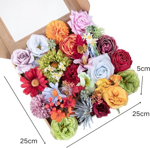 ASTRYAS 38pcs Artificial Flowers Combo Box Rainbow Colorful Fake Silk Flowers Bulks Spring Flowers Floral Arrangements for DIY Wedding Bridal Bouquet Christmas Party Home Decoration (Multi Color) in Saudi Arabia