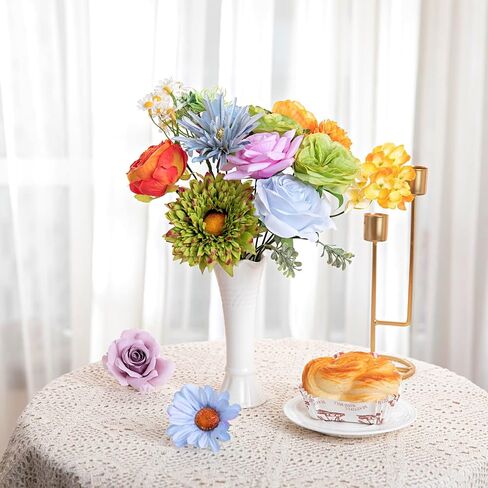 ASTRYAS 38pcs Artificial Flowers Combo Box Rainbow Colorful Fake Silk Flowers Bulks Spring Flowers Floral Arrangements for DIY Wedding Bridal Bouquet Christmas Party Home Decoration (Multi Color) in Saudi Arabia