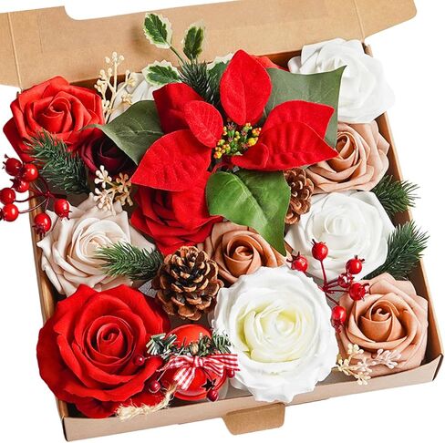 ASTRYAS 38pcs Artificial Flowers Combo Box Rainbow Colorful Fake Silk Flowers Bulks Spring Flowers Floral Arrangements for DIY Wedding Bridal Bouquet Christmas Party Home Decoration (Multi Color) in Saudi Arabia