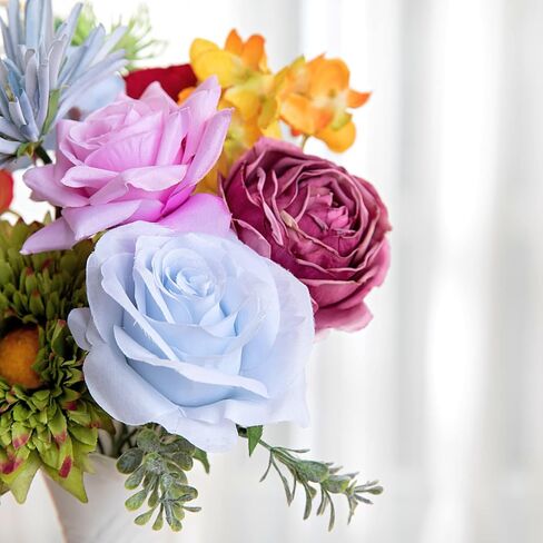 ASTRYAS 38pcs Artificial Flowers Combo Box Rainbow Colorful Fake Silk Flowers Bulks Spring Flowers Floral Arrangements for DIY Wedding Bridal Bouquet Christmas Party Home Decoration (Multi Color) in Saudi Arabia