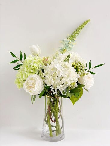YalzoneMet Artificial Hydrangea Flowers 4 Pcs 2 White 2 Light Green 21 inch Long Rod Real Touch Lifelike Fake Latex Hydrangea Flowers for Home Party Outdoor Wedding Gifts Christmas Table Decoration in Kuwait
