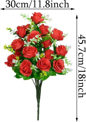 XONOR Artificial Cemetery Flowers, Set of 2 Artificial Rose Bouquet Graveyard Memorial Flowers with Vase for Cemetery Headstones Decoration (Pink-2Pcs) in Saudi Arabia