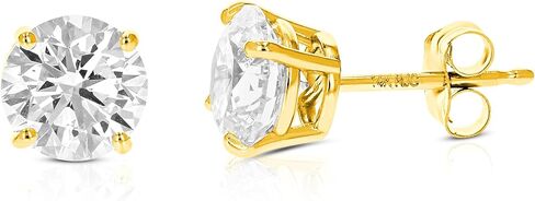 1/2 to 2 Carat Lab Grown Diamond Stud Earrings 14K Yellow Gold VS1 Clarity for Women in Round Prong Set in Saudi Arabia